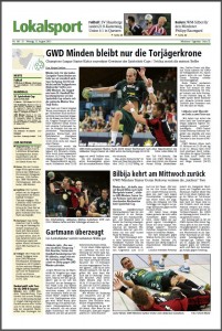 Alltag in deutschen tageszeitungen, auch im MT: werbung auf Sportfotos. Die "taz" will dafür jetzt Rechnungen verschicken. Repro: MT