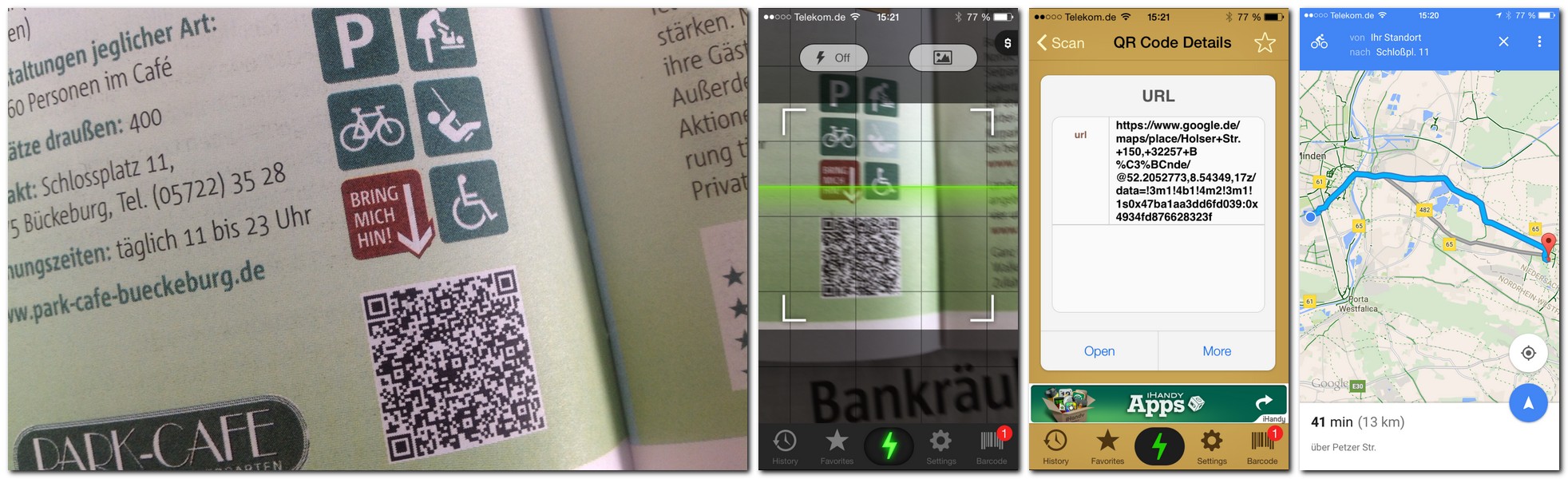 Die "Bring mich hin"-Funktion verbindet das Ausflugsmagazin mit dem Smartphone-Navi. Repro: MT