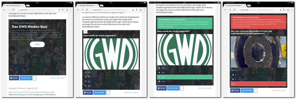 Mit einem GWD-Quiz hat die Online-Redaktion ihr neues Tool für interaktive Wissentests (oder, je nach Kenntnisstand, Ratespiele ;-) ) eingeführt. Repro: MT