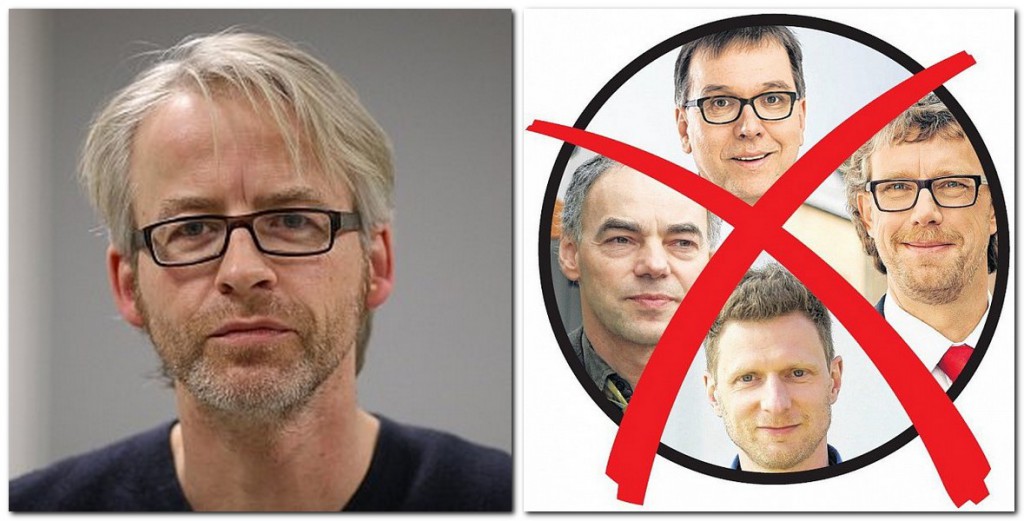 Vier Bürgermeisterkandidaten (rechts) und zwei Moderatoren, die ihnen im Auftrag des Stadtsportverbandes auf den Zahn fühlen werden. Einer davon ist MT-Sportchef Marcus Riechmann (links). Repro: MT