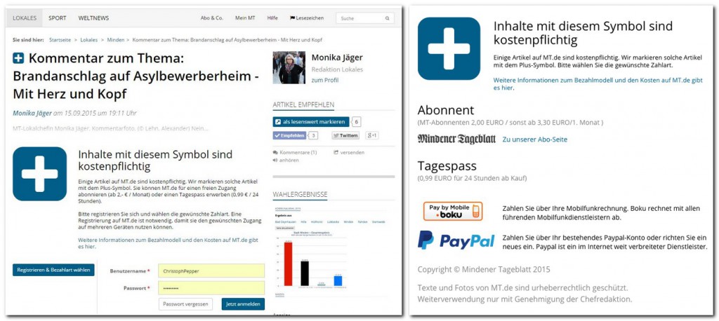 Kostenpflichtige Inhalte auf MT.de sind mit einem Tagespass 24 Stunden lang unbegrenzt nutzbar. Dieesen Service kann man jetzt auch wieder über die Handyrechnung bezahlen. Repro: MT