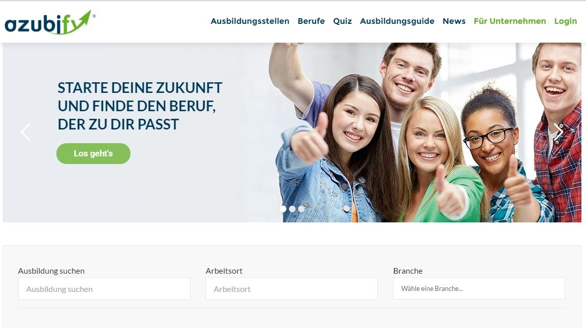 Auf der Azubify-Homepage gibt es aktuelle Infos, Eignungstest und passgenaue Angebote für Ausbildungsstellen. Repro: MT